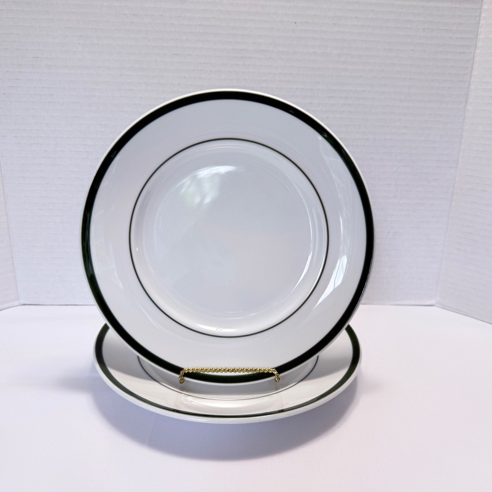 Williams Sonoma Brasserie Luncheon Plates Set of 2 White Green Excellent Bistro